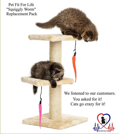 Pet Fit For Life 5 Piece Kitten Toy Refill Pack, Replacement for Indoor Cat's Interactive Wand, 5 Assorted Soft