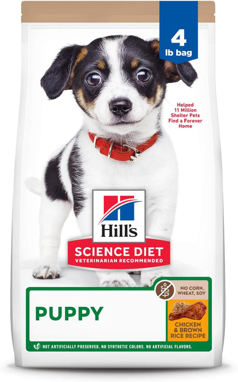 Hill's Science Diet Puppy Premium Nutrition, Dry Dog Food, Chicken & Brown Rice, 4 lb Bag