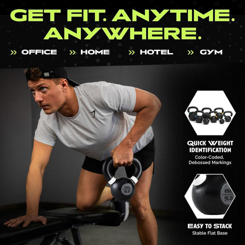 Kettlebells, Single-Cast Iron Strength Training Set, No-Welded Joints, Wide Handle for Maximum Durability