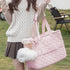 Cat Carrier Small Dog Handbag, Large Cat/Puppy Carrier Bag with Multiple Pockets, Breathable Mesh, Travel Tote (Pink)