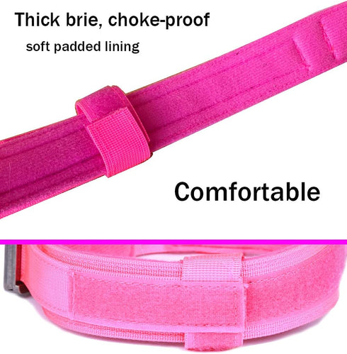 Tactical Dog Collar, Adjustable Military Nylon Collar with Heavy Duty Metal Buckle and Handle for Dog Training (Pink,