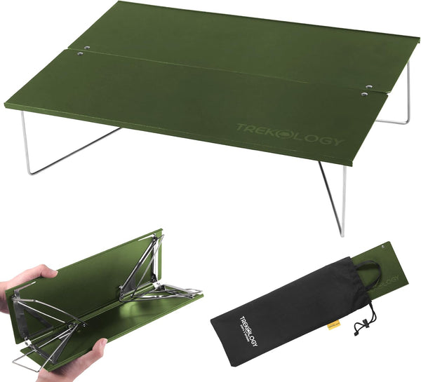 TREKOLOGY Compact Mini Camping Table Portable, Ultralight, Folding Design Small, Lightweight Surface