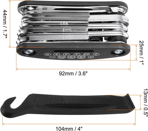 HARFINGTON 16 in 1 Bike Repair Multitool - Portable Bicycle Mechanic Tool Kit with Tire Levers