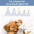 Luxuz 3-in-1 Trimmer, Trimmer Dog & Cat Grooming Kit, Rechargeable Quiet Pet Clippers with Nail Grinder & Paw Cordless