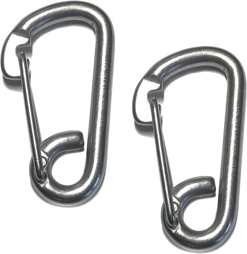 US STAINLESS 2 Pieces Stainless Steel 316 Spring Hook Carabiner, 3/8" (10mm) Marine Grade Safety Clip