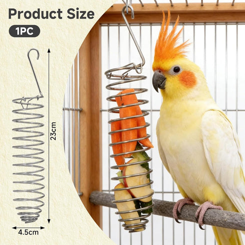 Yeqeyiq Millet Holder for Bird Cage, Bird Foraging Toy Feeder for Parrots Parakeet Cockatiel, Stainless Steel Bird