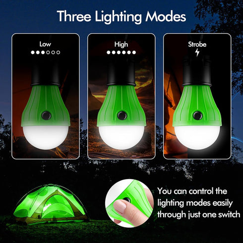 FLY2SKY Portable Tent Lamp, 4 Packs LED Lights with Clip Hook for Camping, Emergency, and Outage