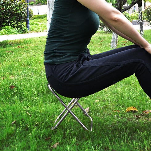 MUNEFE Portable Camping Folding Stool Chair, Portable Aluminum Alloy Folding Chair Stool, Folding Camping Stool