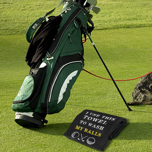 Funny Golf Towel, I Use This Towel to Wash My Balls, Embroidered Golf Gifts for Men with Clip