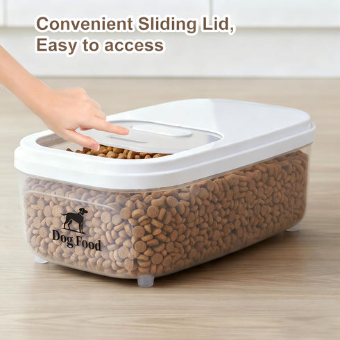Container,6L/6~7Lbs Dog Food Storage Pet Food Container with Sliding Lid, Clear Storage Bin For Dog Puppy Dry Food