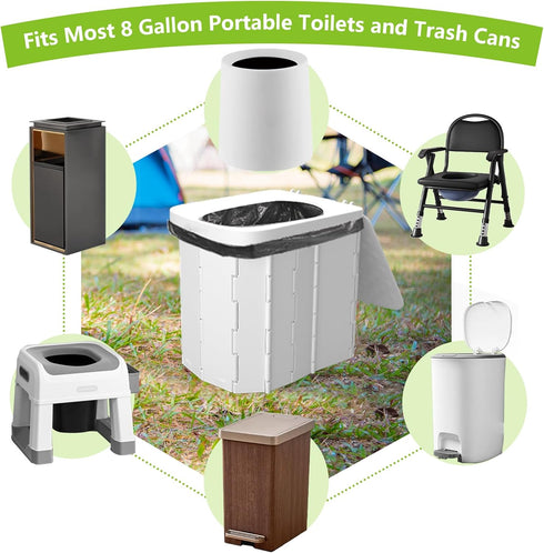 Set, 8 40 Pack Hapoon Portable Camping Toilet Bags and Poo Gel Porta Potty Bags, HDPE Material with Leak-Proof Design
