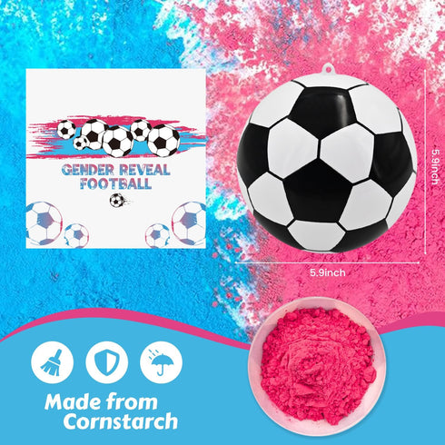 Gender Reveal Soccer Ball Powder Kit, 1 Blue & 1 Pink Exploding Soccer Balls for Baby Shower Supplies