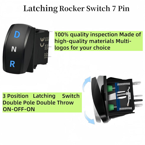 Generic 7Pin 12V-24V 3 D N R Rocker Switch ON-Off-ON Position DPDT Latching Switch, Marine Boat Heavy Duty Toggle