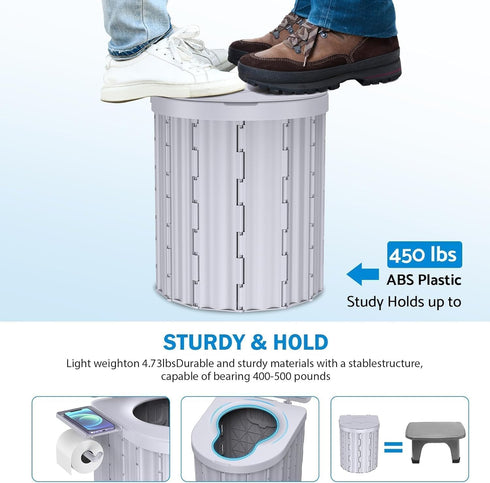 FENNIDICE 14.5'' Portable Toilet for Camping with Pop-Up Privacy Tent, Portable Potty for Adults, Ultralight Foldable
