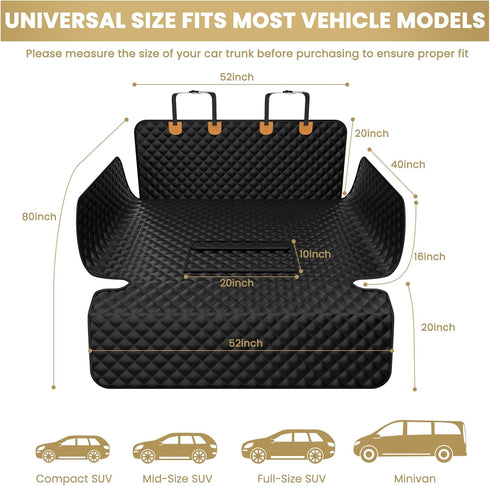 Waterproof SUV Cargo Liner for Dogs - Pu Leather Pet Car Seat Cover Protector with Bumper Flap, Non-Slip Backseat Mat