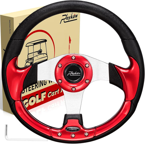 Roykaw Universal Golf Cart Steering Wheel Compatible with EZGO RXV TXT, Club Car DS Precedent Tempo, Yamaha G29
