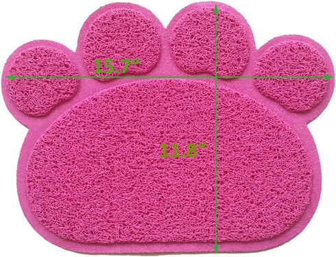 PVC Pet Dog Cat Puppy Kitten Dish Bowl Feeding Placemat, Non-Slip Paw Shape Cat Litter Mat, Rose Small