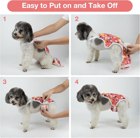 MICOOYO Dog Diaper Onesie Sanitary Pantie with Adjustable Suspender Washable Dog Period Panties Doggie Diapers Pet
