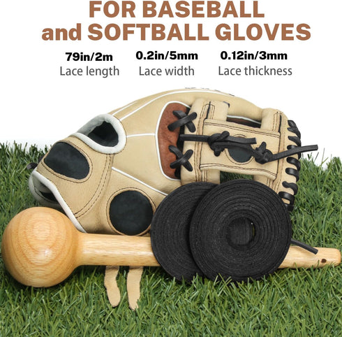 Softball Baseball Glove Lace Repair Kit, Includes 2 Leather Laces and Lacing Needle for Mitt