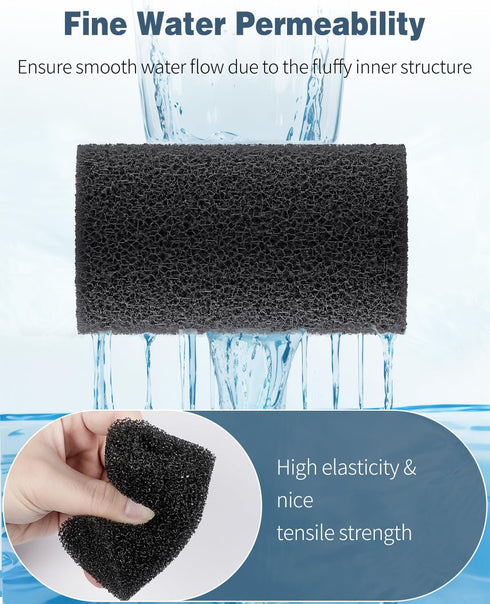 Pawfly 6 Pack Pre-Filter Sponge, Aquarium Filter Sponge 0.8" Intake Foam Roll for Small Fish Shrimp Fry Tank Accessories