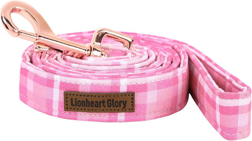Lionheart Glory Pink Plaid Dog Leash, Durable with Comfortable Soft Handle for Small Medium Large Dogs