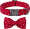 Unique Style Paws Cotton Dog Collar with Bow, Red White Round Dot for Small Medium Large Boys Girls