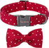 Unique Style Paws Cotton Dog Collar with Bow, Red White Round Dot for Small Medium Large Boys Girls