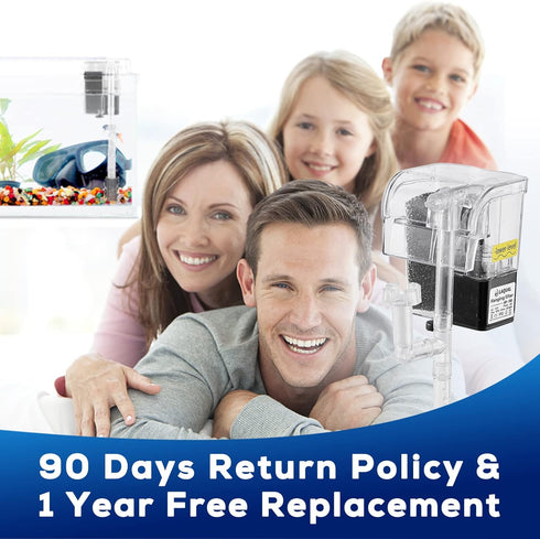 5 Gallon Aquarium Filter with Surface Skimmer, Small Quiet Hang on Back Filter for Fish Tank