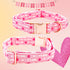 Lionheart glory Valentine's Day Dog Collar, Pink Hearts Adjustable Heavy-Duty Collars for Small Cute Female Pets
