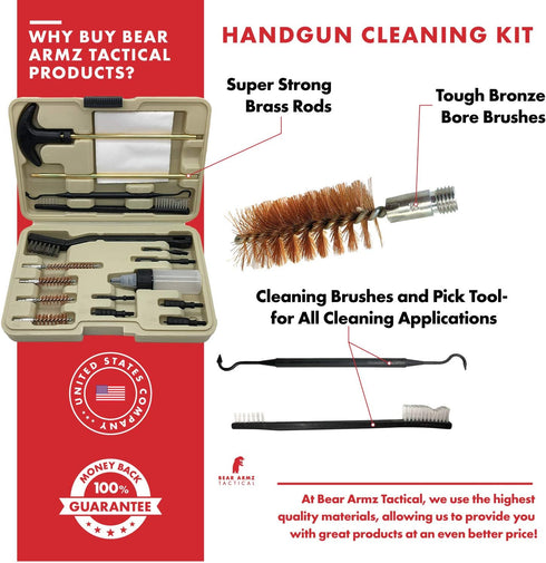 Universal Handgun Cleaning Kit | American Company | Compatible with Handguns, Revolvers, Pistols | Hard Case