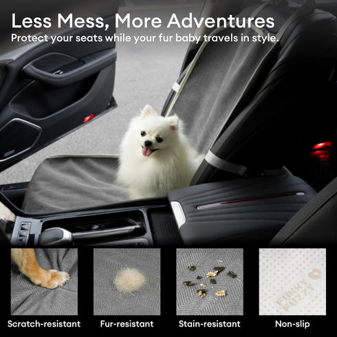 FUNNY FUZZY Dog Car Seat Cover for Front Seat, Dog Seat Cove Waterproof, Scratchproof Non-Slip Car Seat Protector