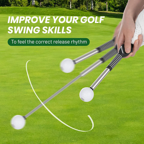 Retractable Golf Swing Training Aid – Portable Grip Trainer with Click Sound, Ideal for Right Hand Practice