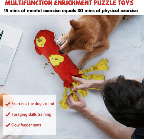 Water Bottle Dog Toys - Squeaky Enrichment Treat Dispensing Plush Toys for Small Medium Large Dogs