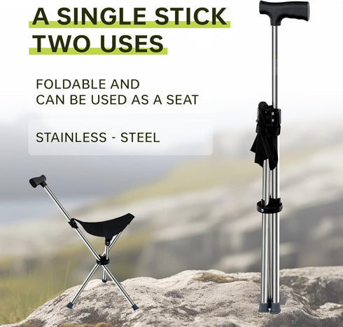 Generic Lightweight Travel Stools for Adults. Cane with seat,Walking Stick,Foldable Chair,Hiking