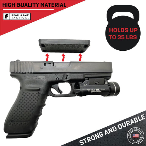 Gun Magnet Mount & Holster for Vehicle and Home, Rubber Coated, 35 Lbs Rated, Concealed Holder for Handgun