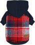 Fitwarm Tartan Plaid Dog Hoodie, Knitted Sweater for Small Dogs, Cat Fleece Lined Winter Outfit, Red & Navy Blue