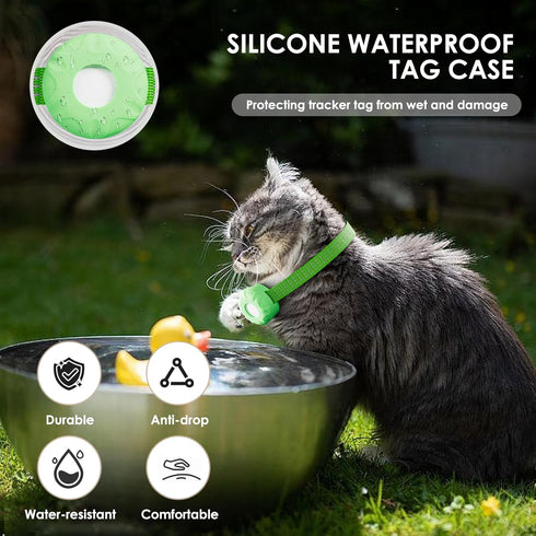 HONGTOP H Cat GPS Tracker for Cats, Waterproof Pet GPS Tracker with Safety Elastic Buckle, Compatible with Apple Find
