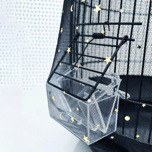 TJCGCKK 2 PCS Mesh Bird Cage Seed Catcher Cover, Birdcage Skirt Guard Mesh Netting Twinkle Star for Round Square Cage