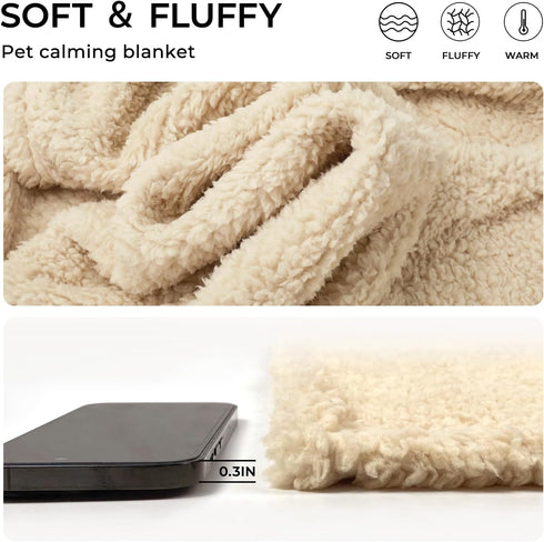 Luciphia Premium Fleece Dog Puppy Blanket, Soft Sherpa Calming Cat Blanket Throw for Small Medium Dog Cat (Beige, 30x20