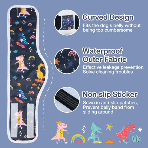 MICOOYO Male Dog Diaper Lightweight Dog Wraps Washable Dogs Diapers Doggie Belly Bands for Male Dogs, Puppy Diapers