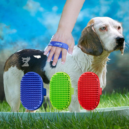 Dog Bath Brush - ROPO Rubber Massage Pet Shampoo Brush for Grooming, Removing Shedding Fur, Suitable for Dogs and Cats