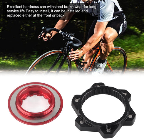 VGEBY Disc Brake Center Lock Adapter Set, Aluminum Center-Lock Hubs with 6 Bolts Disc Rotor Adapter (Red+Black)