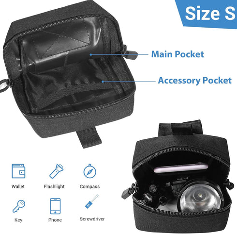 FUNANASUN 2 Pack Tactical Molle Pouches, Compact Water-Resistant EDC Pouch, Small Molle Bag