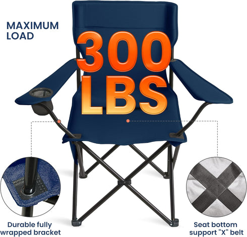 Foristrail 2 Pack, Portable Camping Chair Folding Outdoor Chair with Cup Holder & Side Pocket for Camping, Hiking