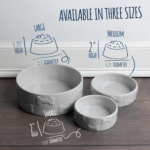Park Life Designs Large Ceramic Dog Bowl - Durable, Easy-Clean & Dishwasher-Safe for Food & Water, Stylish Gray Dish