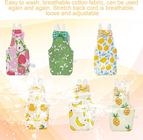 HekouJiub 6Pcs Bird Diaper - Reusable Parrot Diapers with Waterproof Inner, Washable Pet Bird Diapers for Cockatiel