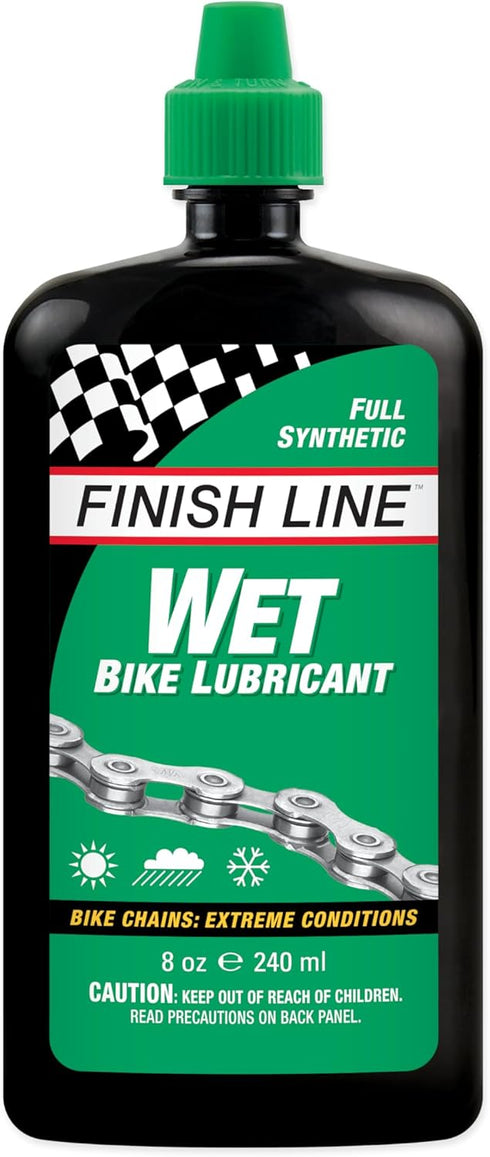 Finish Line Wet Bicycle Chain Lube Long-Lasting Wet Style Lubricant for Road,