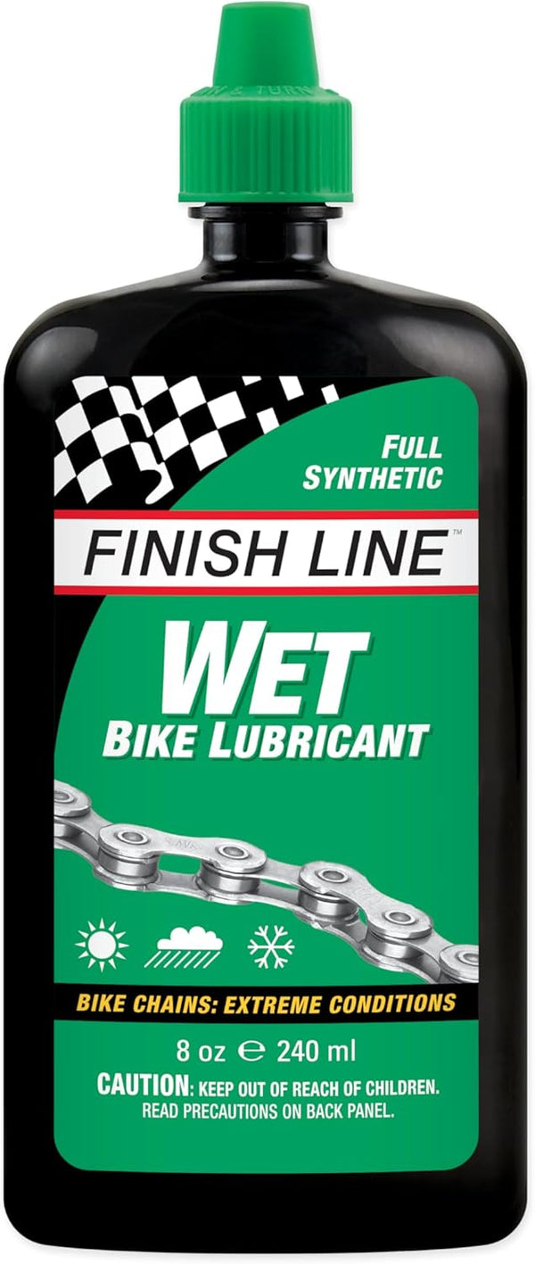 Finish Line Wet Bicycle Chain Lube Long-Lasting Wet Style Lubricant for Road,