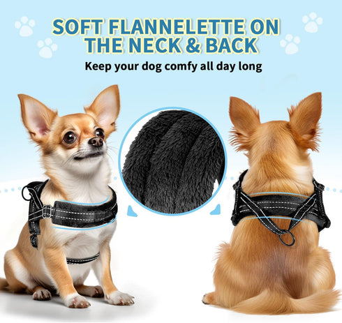 SlowTon No Pull Small Dog Harness and Leash Set, Puppy Soft Vest Harness, Adjustable Reflective Lightweight Harness &