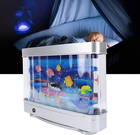 Fake Fish Tank with Moving Fish, Mini Artificial Tropical Fish Decorative Moving Sensory Aquarium Lamp, Virtual Ocean